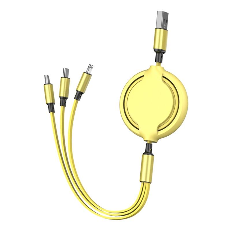 Co2 Phone Cable, 3In1 Retractable Micro Usb/ To Iphone/ Usb-C 0062