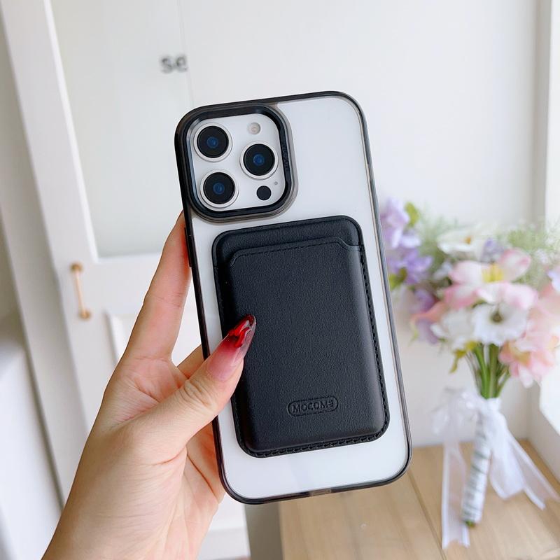 Магнитный слот для карт, прозрачный чехол для телефона iPhone 16 Pro Max 15 14 Pro 13 12 11 для Magsafe, противоударный металлический защитный чехол для объектива