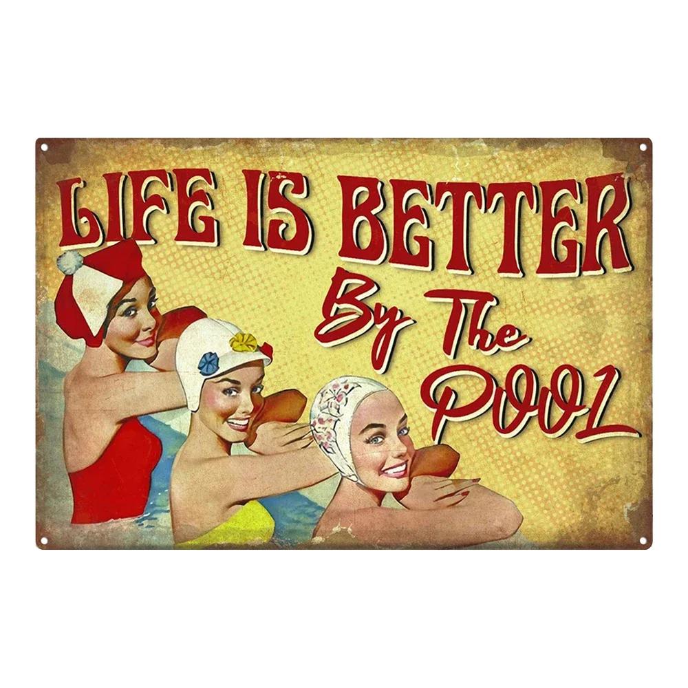 Жестяная табличка PC Pool Rules D Железо Олово Нет ныряния Нет бега Нет мочеиспускания Металлическая живопись для украшения стены наружного бассейна на заднем дворе