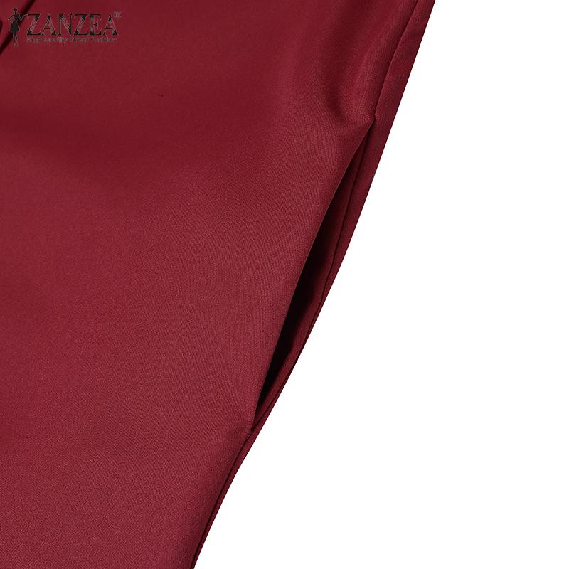 ZANZEA Женское повседневное платье-рубашка с отложным воротником, свободным рукавом 3/4 и однотонным дизайном