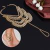 Tassel Ankle Bracelet Multi-Layer Anklet Leaves Chain Toe Ring Barefoot