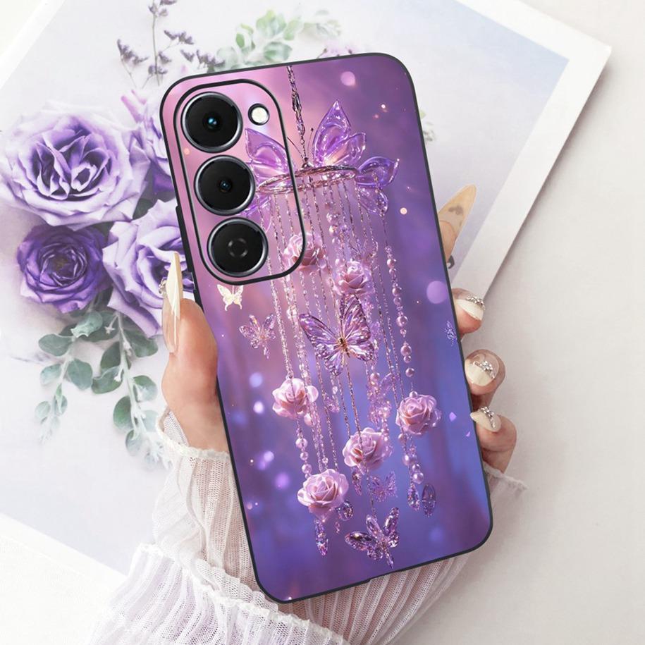 Чехол для Tecno Spark 40 Pro 40Pro+ 4G Чехол Модный Цветочный Чехол для Телефона Тонкий Черный Силиконовый Мягкий Чехол для Tecno Spark40 40C Корпус