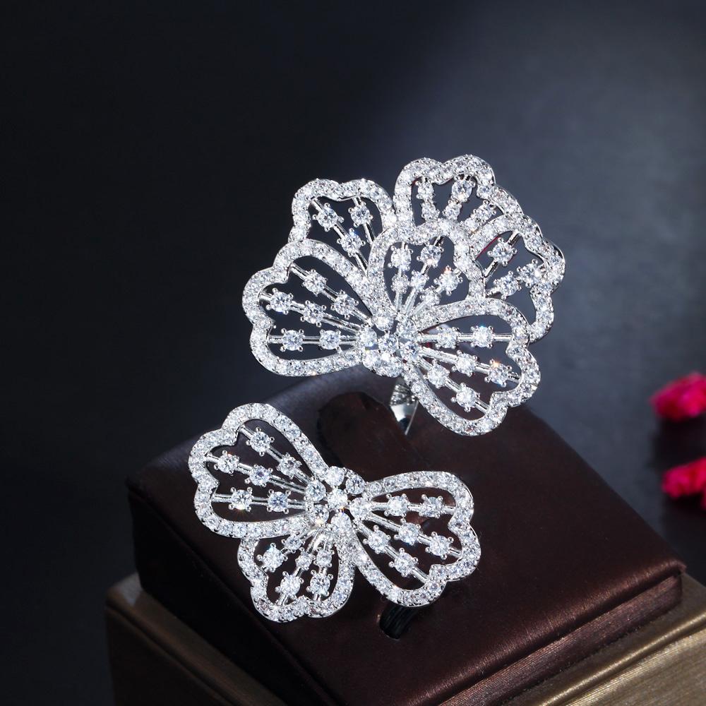 Ювелирные изделия CMM, массивные роскошные кольца со сверкающими циркониями и большими массивными цветами для женщин