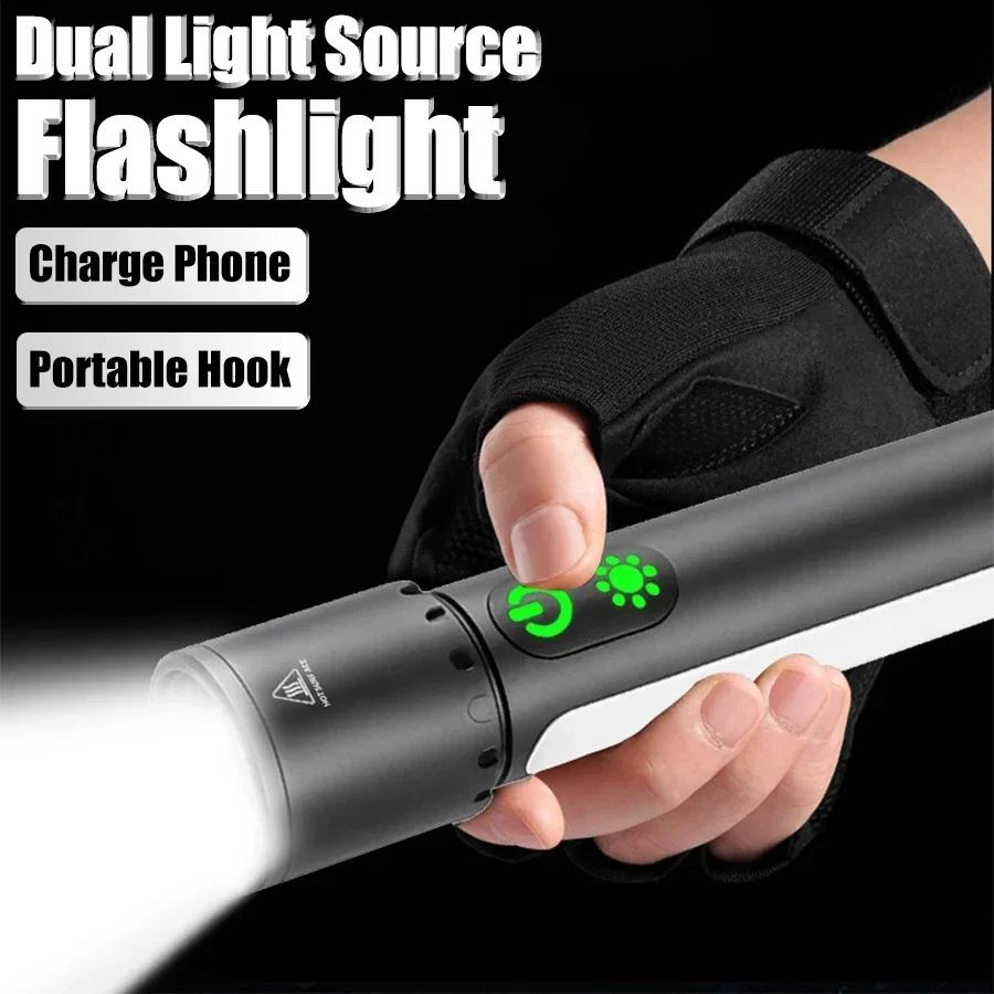 3500mAh Zoomable LED Flashlights High Lumens USB Rechargeable Portable Tactical Laser Torch 9Lighting Modes Emergency Work Light