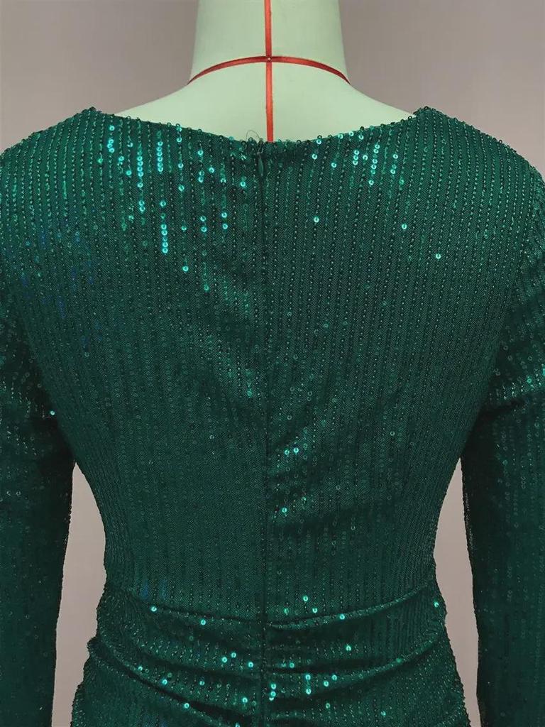 Женская мода осень/зима 2025: Сексуальное платье с V-образным вырезом и пайетками