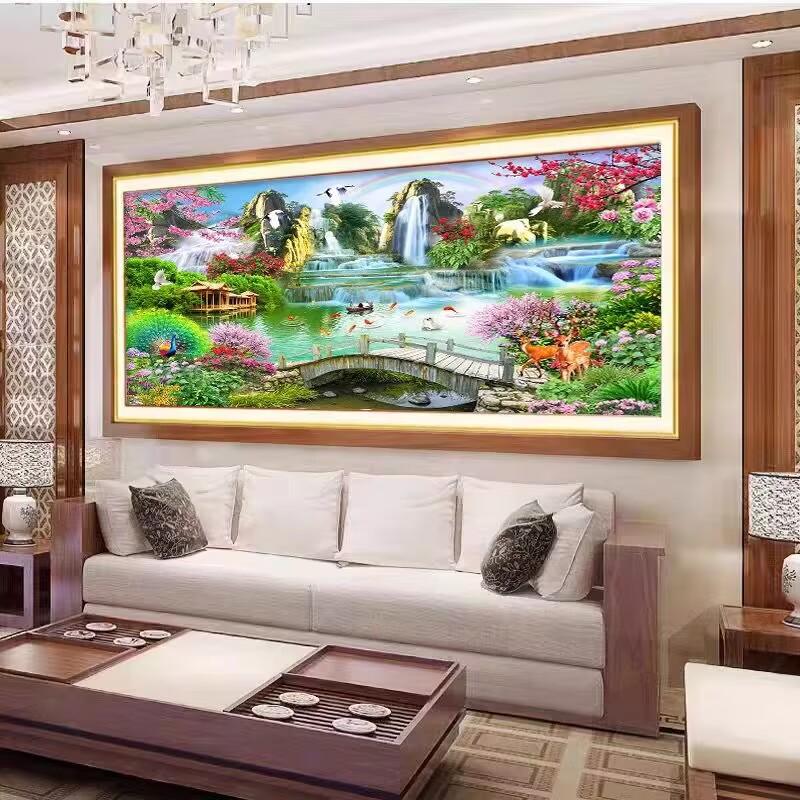 5D Diamond Painting Full of Drill Water Generating Money Point Drill Cross-stitch Living Room Landscape Large Painting Drill Mosaic Art DIY