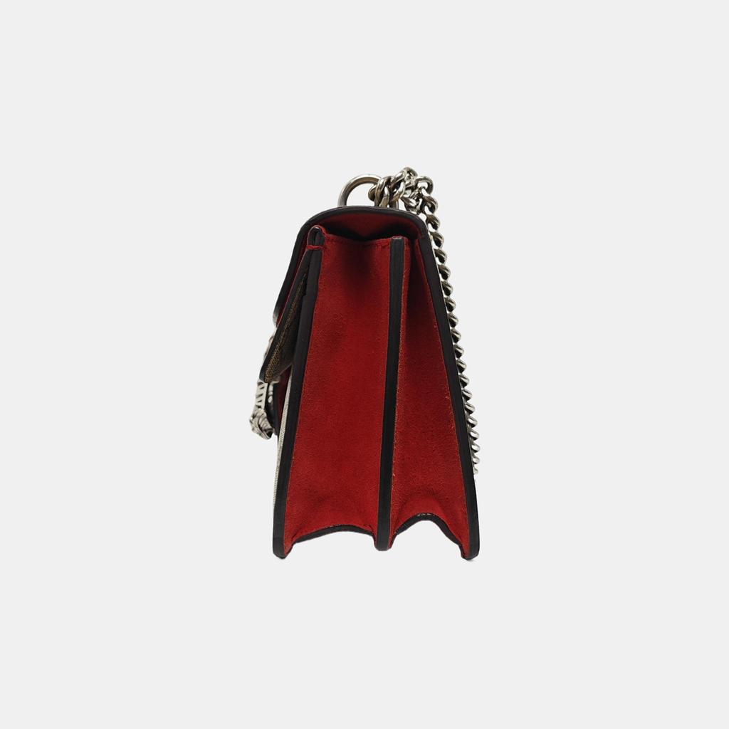 [Pre-Owned] Dionysus Chain Tiger Head Buckle Logo Canvas And Leather Shoulder Bag Small - Very Good #AJX2BY