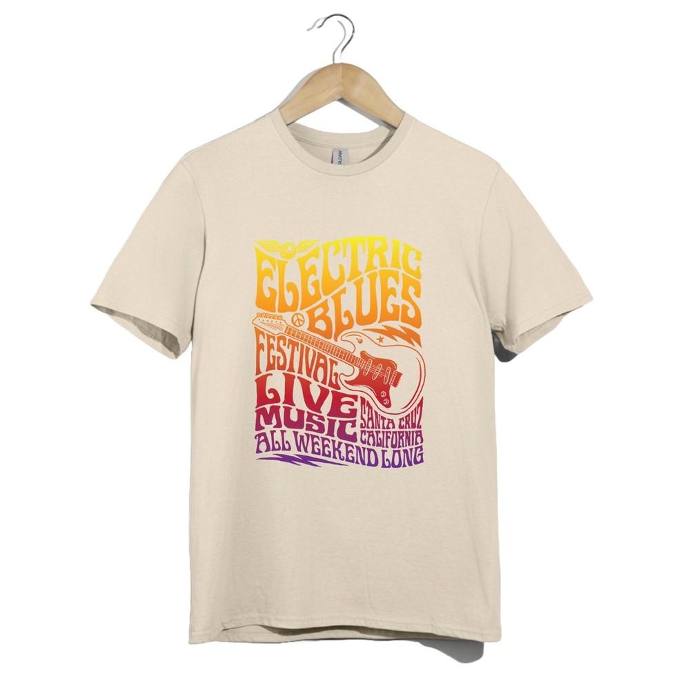 Электрическая Синяя Рубашка Унисекс Психоделическая Фестивальная Футболка Санта-Крус Живая Музыка Гита