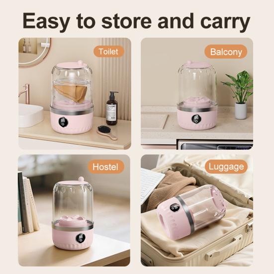 Portable Mini Washing Machine Automatic Laundry Cup for Underwear & Socks Quiet Operation Efficient Baby Clothes Washer for Travel Camping