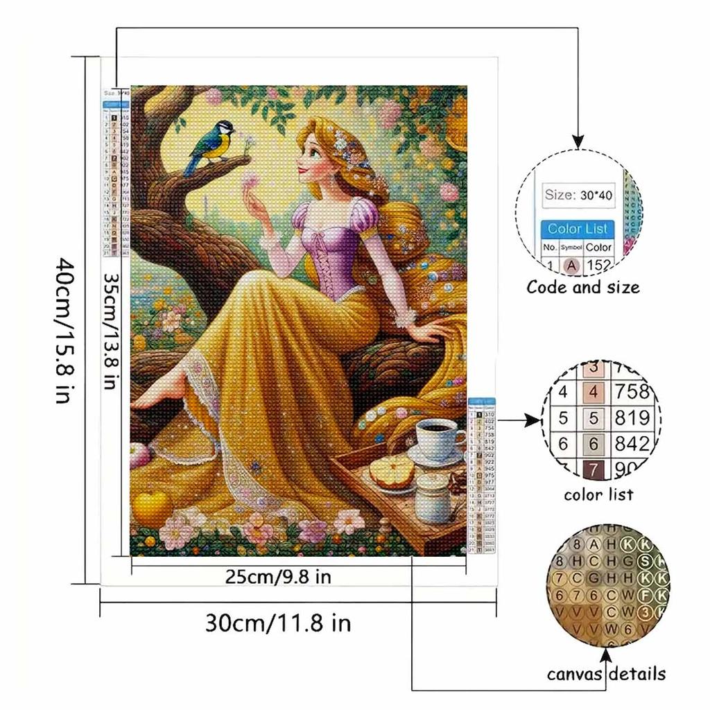 Полная круглая алмазная живопись Рапунцель под деревом Искусство Стразы Картина Мозаика Сделай сам 5D Вышивка крестом Домашнее украшение