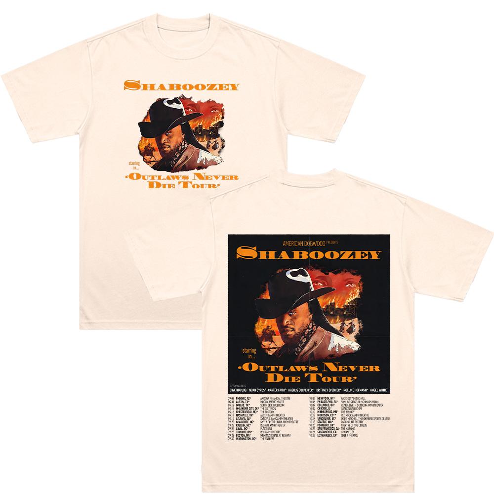 Shaboozey Outlaws Never Die Tour T-shirts O-neck Short Sleeve Tops Cotton Tee Shirt Fashion Unisex Casual Tops