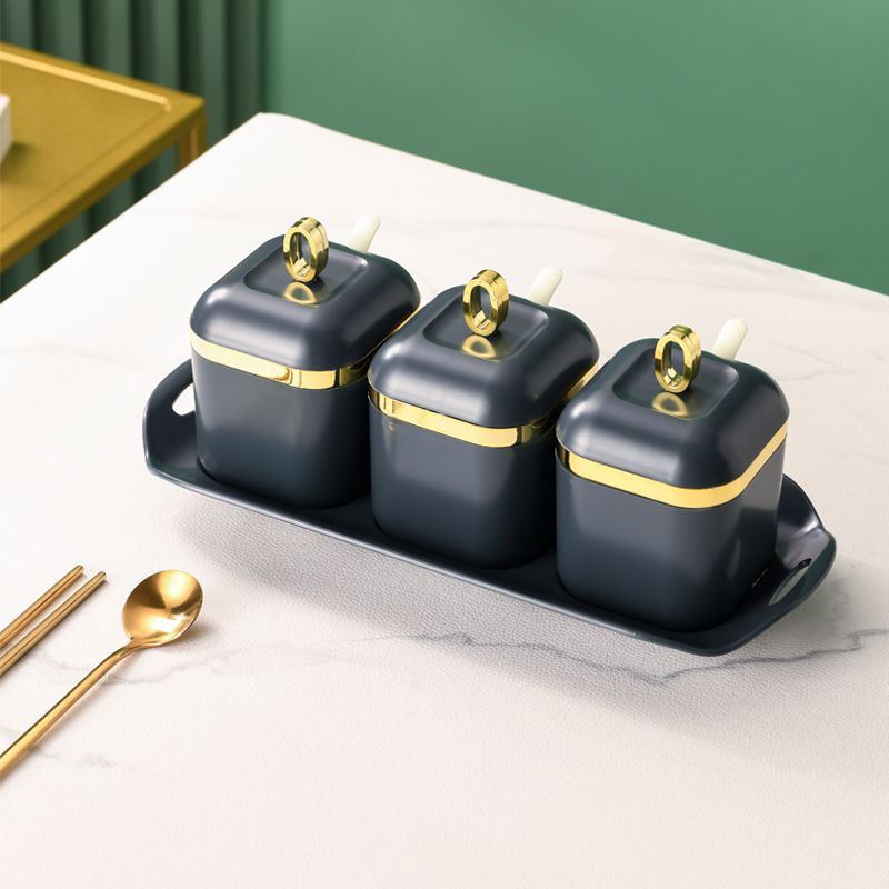 Seasoning Box Set Salt Pepper Spice Rack Jar Sugar Bowl for Kitchen Gadget Device Sets Spice Box With Lid Organizer Tool