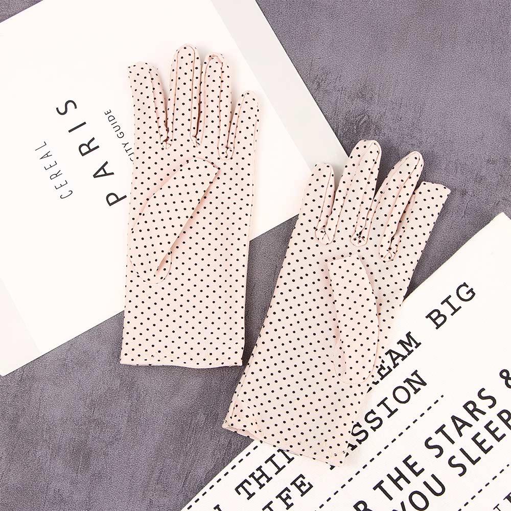 1Pair Thin Anti-UV Elastic Spring Summer Sunscreen Driving Gloves Women Gloves Dots Gloves