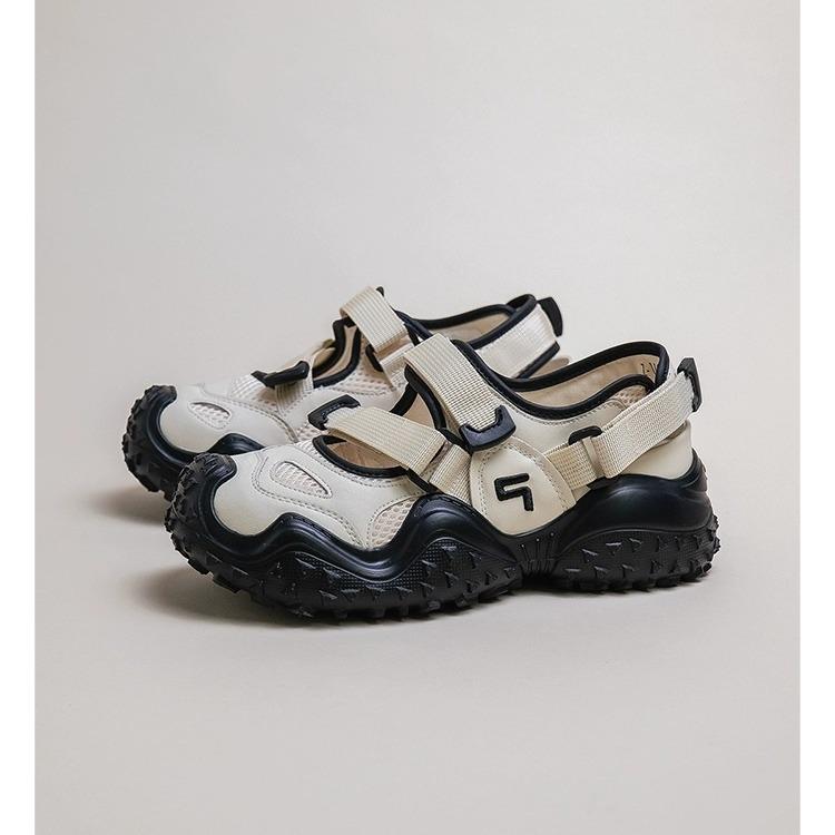 Цена распродажи (не подлежит возврату и обмену) Туфли Мэри Джейн уродливые милые женские 2025 новые на толстой подошве с вырезами дышащие спортивные сандалии