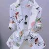 2024 Spring-Summer Women's Slim Printed Cardigan Jacket - Lightweight, Western Style, Short Sunscreen Outerwear