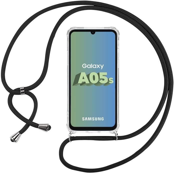 Coque de protection - BOOLING - pour Samsung Galaxy A05s - Souple - Anti-rayures - Bandoulière noire