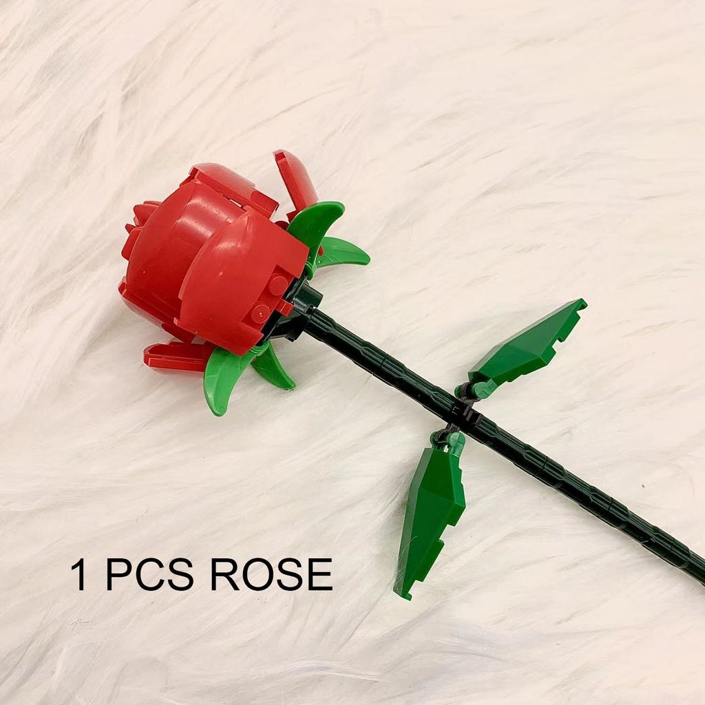 Креативный романтический цветок розы, домашний стол, украшение букета растений, строительные блоки, кирпичи, подарки на день рождения, День святого Валентина для девочек, влюбленных, леди