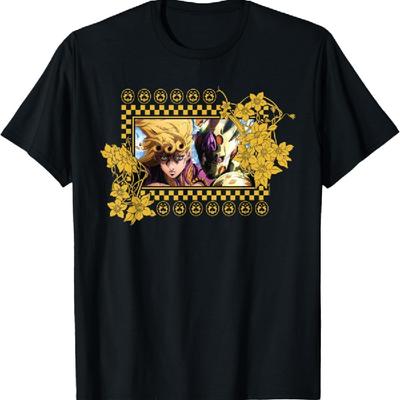 JoJo's Bizarre Adventure ДзёДзё Кимиё Нарядная футболка с золотой рамой из листьев аниме