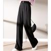 Зимние женские шерстяные брюки, повседневные однотонные шерстяные женские широкие брюки, женские прямые длинные брюки с высокой талией в стиле OL, дропшиппинг