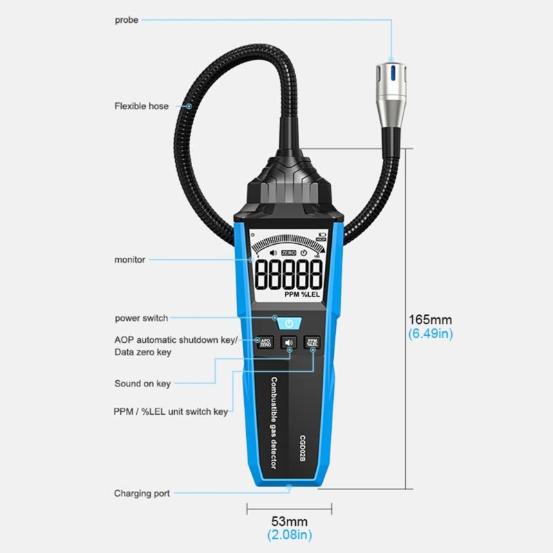 Портативный анализатор утечки горючего природного газа, точное обнаружение с помощью звукового и светового сигнала