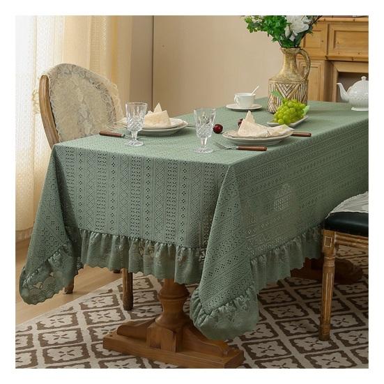 Винтажная скатерть с кружевной оборкой, стирающаяся, французская деревенская, с вышивкой, скатерть для украшения стола на день рождения, свадьбу, банкет, вечеринку, чехол на обеденный стол