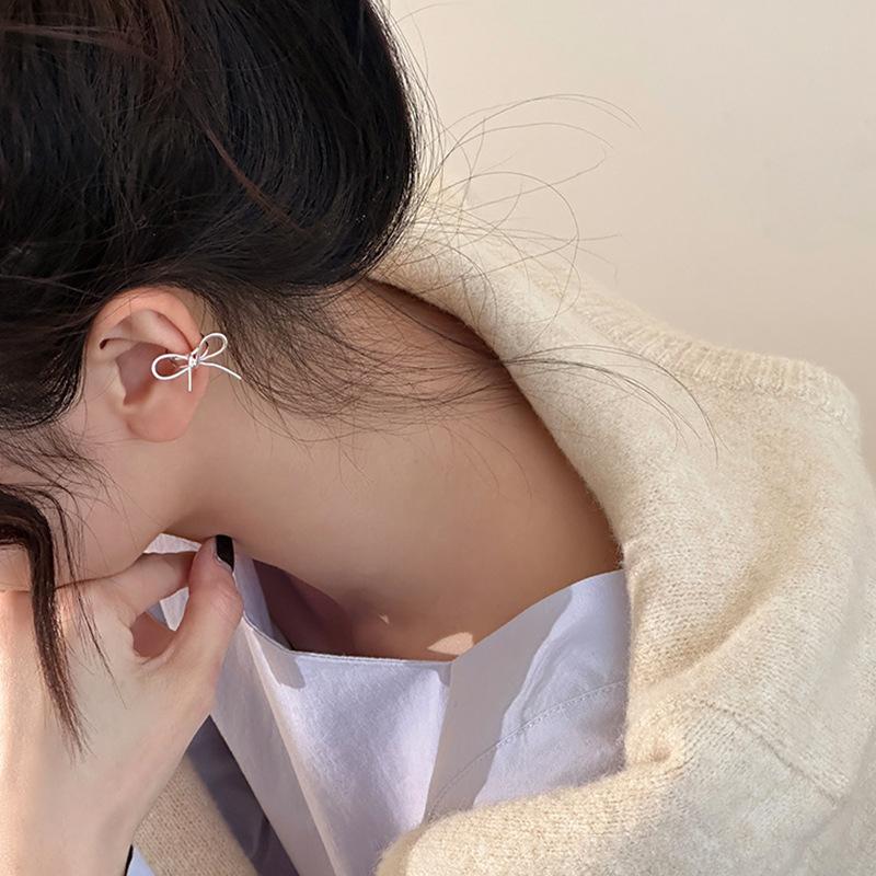 Niche Design Sense Bow Metal Ear Bone Clips Womens Gentle And Sweet Temperament Personality Fashion Universal Ears