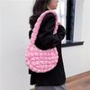 Japanese and Korean Fold Cloud Bag Niche Design One-shoulder Bubble Bag Pink Plaid Dumpling Bag Nylon Cloth Bag Women