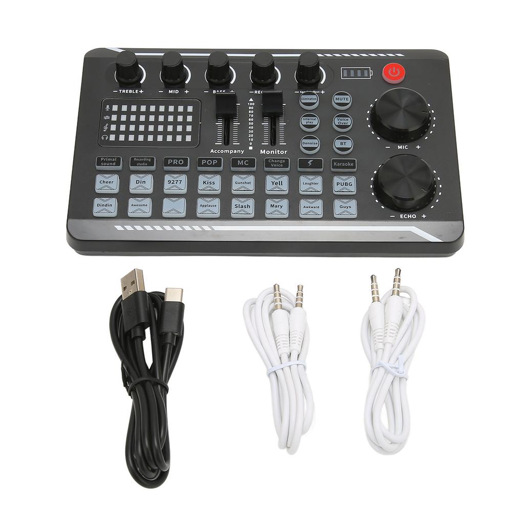 Sound Mixer Multiple Sound Effects Voice Change Live Broadcast Sound Card for Podcast Recording Streaming Home KTV