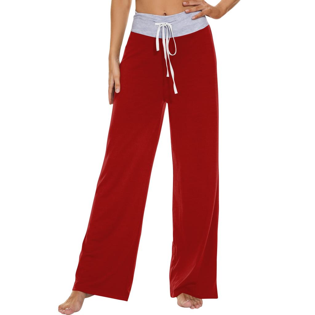 Women's Fashion Casual Comfortable Pajama Pants Printed Drawstring Wide Leg Pants Trousers