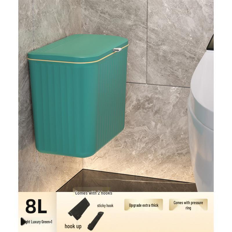 Настенное мусорное ведро для ванной и кухни с крышкой - Большой размер, не требует установки, двойное использование для туалета и кухни.
