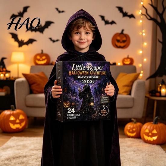Surprise Toy Grim Reaper Advent Calendar 2026, 24 Days Halloween Countdown with Collectible Gift Figures, Spooky Mini Acrylic Robed Doll Figurines for