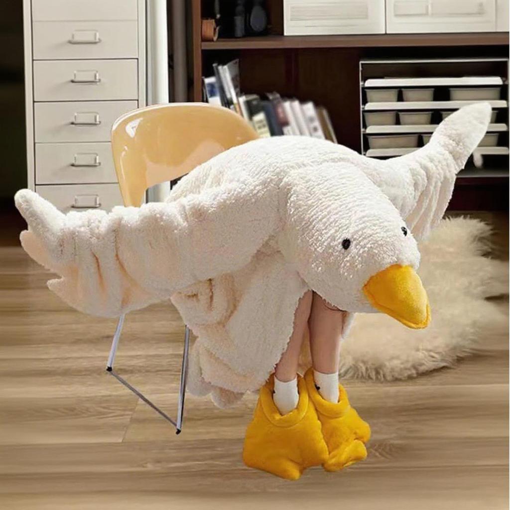 Wearable Blankie Hoodie Geese Shape Oversized Wearable Blanket Loose Warm Pajamas for Adults Teens Men Winter Lounging Reading