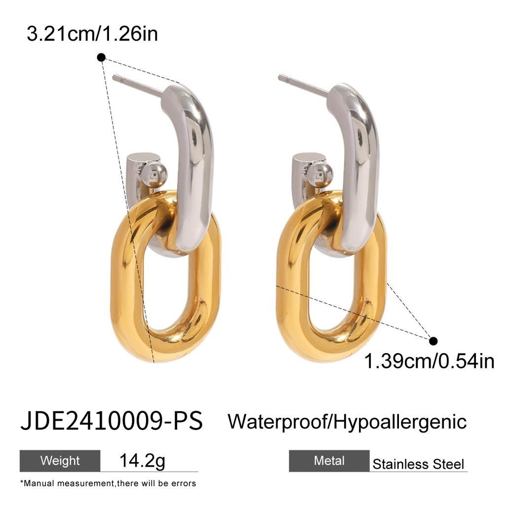 Youthway Charm Retro Stainless Steel Gold& Oval Buckle Irregular Earrings For Women Anti Allergic Jewelry New Arrival