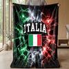 Italy Football Printed Flannel Blanket Skin Friendly Warm Decorative Throw for Indoor Couch Bed Daily Use