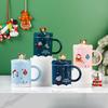 Creative Cartoon Christmas Cup Ceramic Cup with Lid Christmas Gift Mug Household Coffee Cup Water Cup