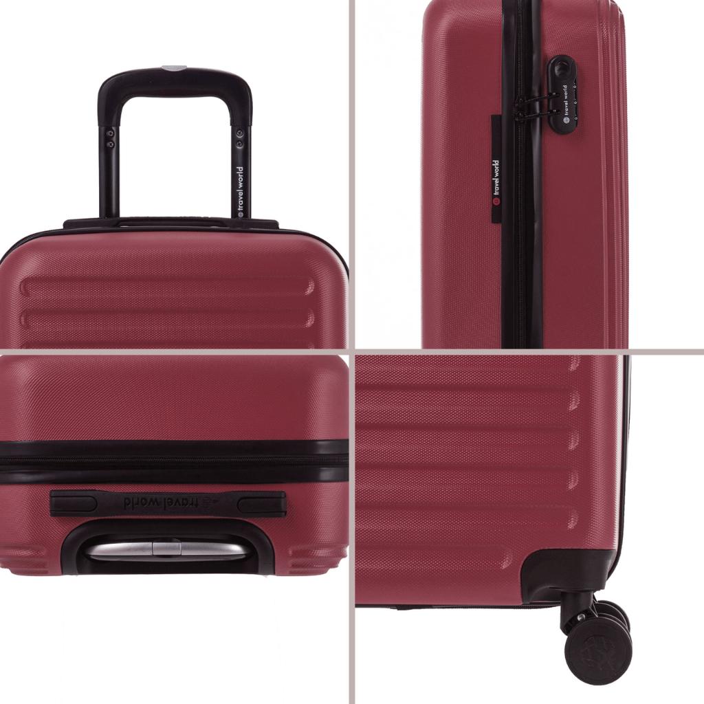 Set of 3 Rigid Suitcases (L-76cm) (M-66cm) (S-56cm) TRN DARK RED