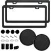 2 Pack License Plate Frame For Car Matte Metal Aluminum Rust-Proof License Plate Holder Cover Gloss Black Front Rear Number Tag Frame For Men Women
