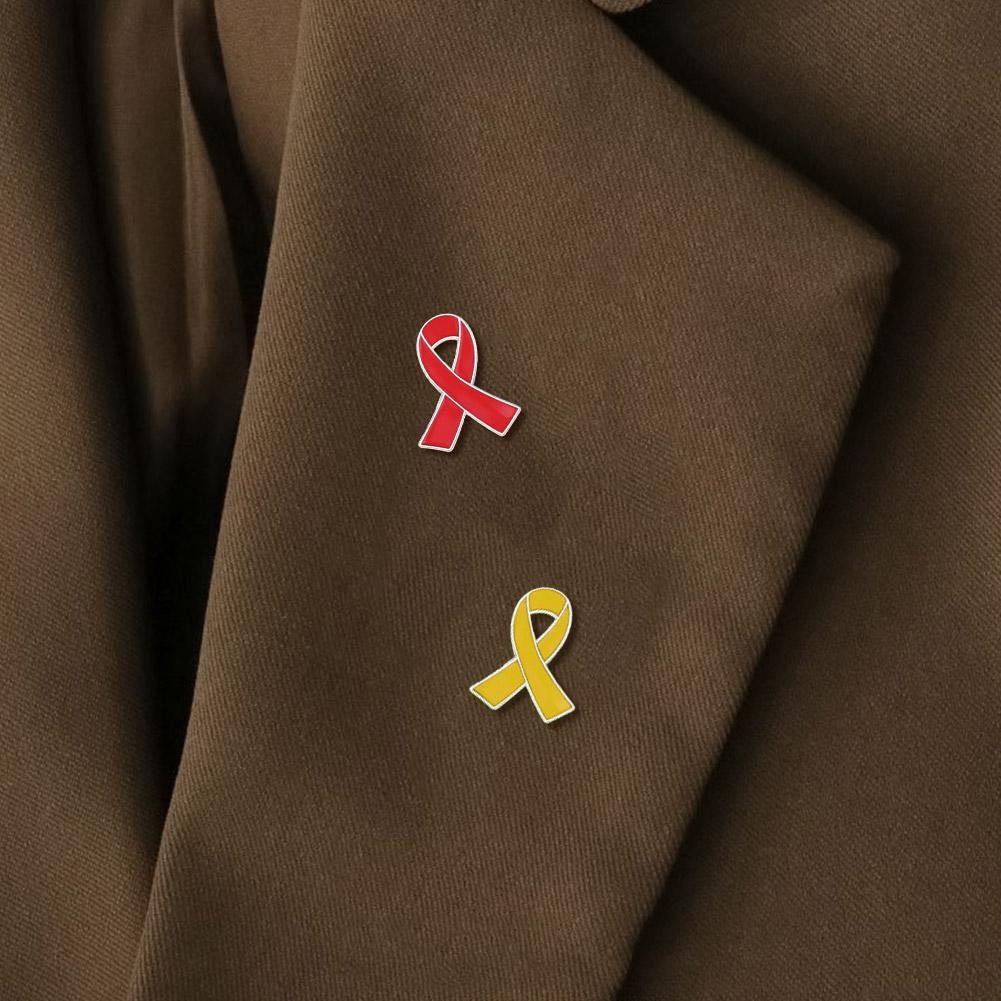 Желтая лента для осведомленности Значки Детская осведомленность о раке Любовь к раку Эмаль Уход ВИЧ Лацкан Bowti M5K5