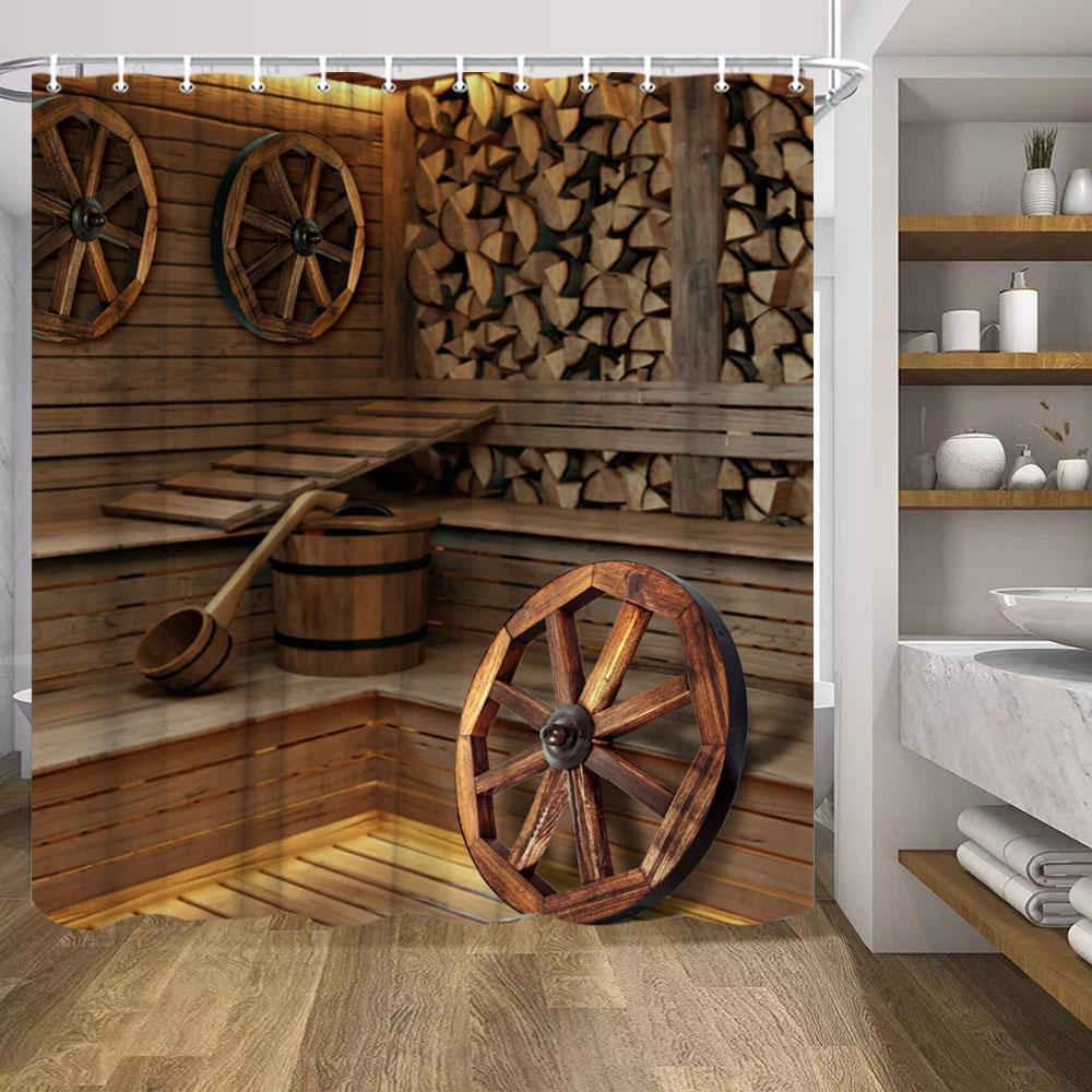 Ретро Деревянные Двери Набор Занавески для Душа Рустик Старый Винтажный Амбарная дверь Тканевые Занавески для Ванной Комнаты Фермерский Дом Декор для Ванной Экраны для Ванной Крючок