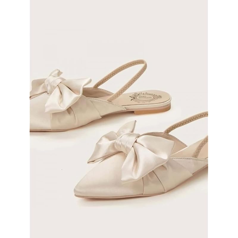 Shoetopia Женские и Девичьи Стильные Сандалии-Мулы с Декором-Бантом Кремового Цвета Модные-Eu36