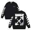 1271 Off-White 2025 Autumn and Winter New Graffiti Painted Arrow Print Men's and Women's Round Neck Hoodie