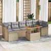 vidaXL 8-Piece Garden Sofa Set with Cushions Beige Poly Rattan, vidaXL 2-Seater Garden Sofa with Storage 3358037