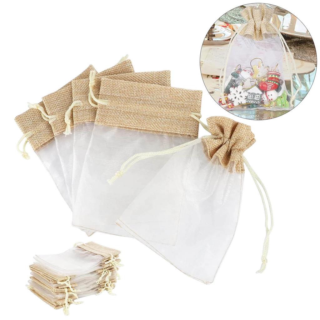 Multipurpose Pack of 30 Sturdy Organza Linen Drawstring Storage Bags for Jewelry Storage and Gifts Packaging Use