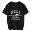 Never Underestimate An Old Man Loves Spearfishing T Shirt Graphic Birthday Gift Cotton Fishing Scuba Diving Sport T-shirt