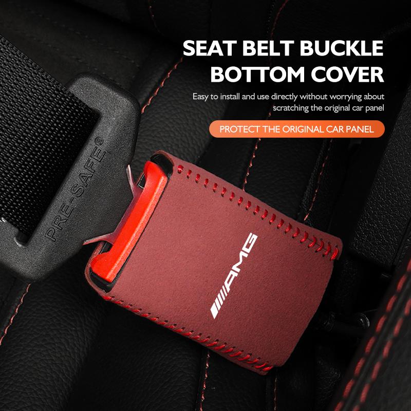 ECLD4 2PCS Car Seat Belt Anti Scratch Buckle Protector Cover Accessories For Mercedes Benz AMG C180 C300 W124 W176 W177 C200 C260 GLC
