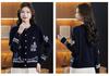 Women's Jacquard Wool Cardigan: Autumn/Winter Knitwear for Stylish Middle-Aged Mothers