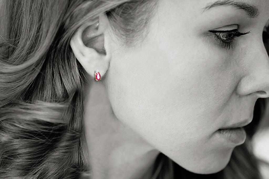 Gold Earrings with Rubies and Diamonds