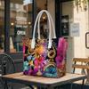 Vibrant Baroque Floral Tote Bag Stylish Large Capacity Daily Shoulder Handbag