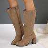 Винтажные женские ботфорты на толстом каблуке, модные туфли для вечеринки с острым носком, осенне-зимние, современные длинные боты для женщин
