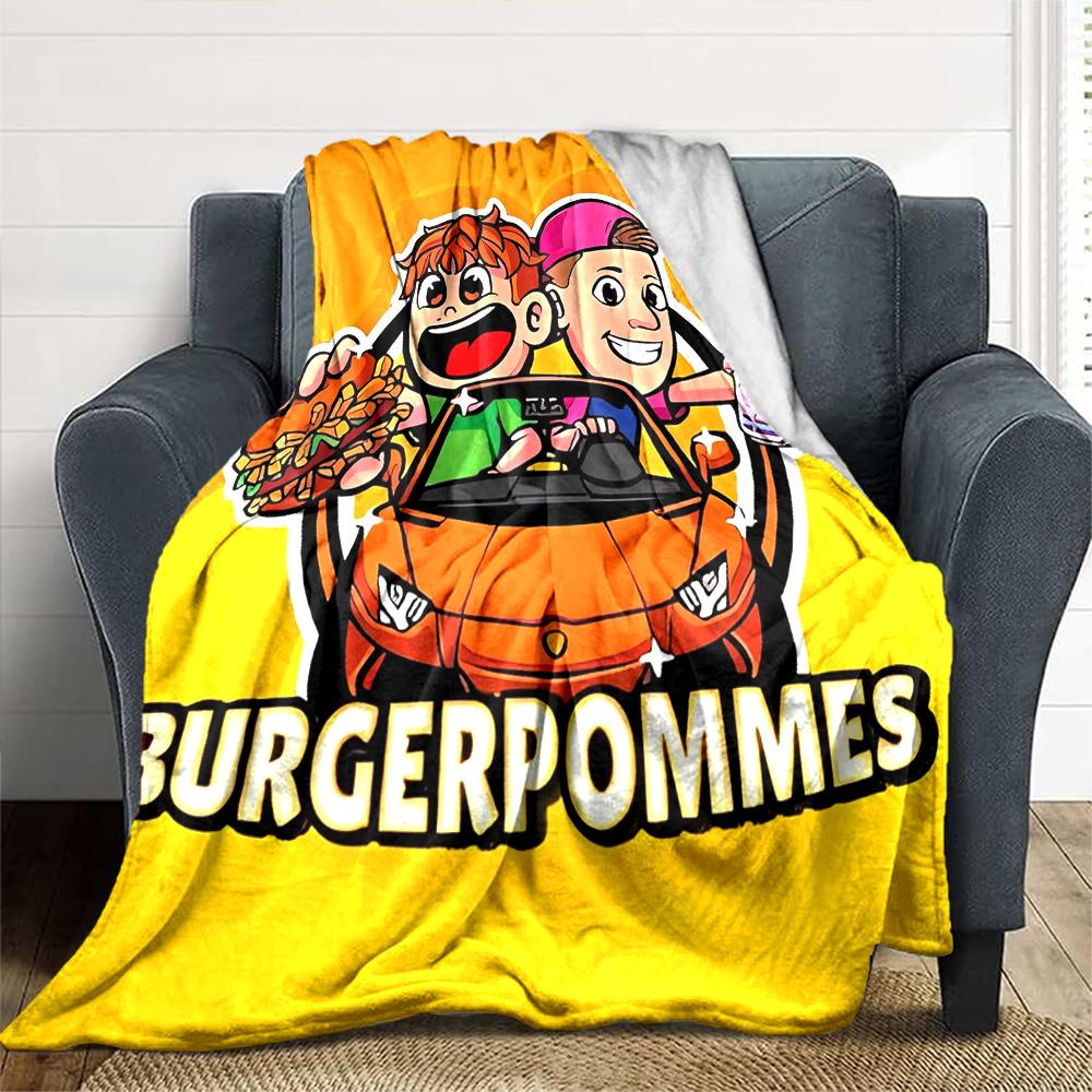 Burger Fun Adventure Flannel Blanket Super Soft Warm Cozy Blanket For Sofa Bed Office Travel Allseason Home Decor Gift